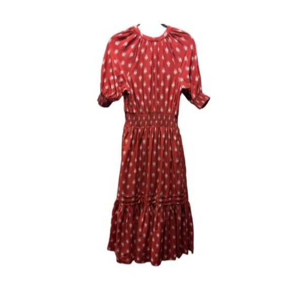 Anthropologie Womens Felipa Tiered Ruffle Midi Dress Red XS Boho - Picture 3 of 11